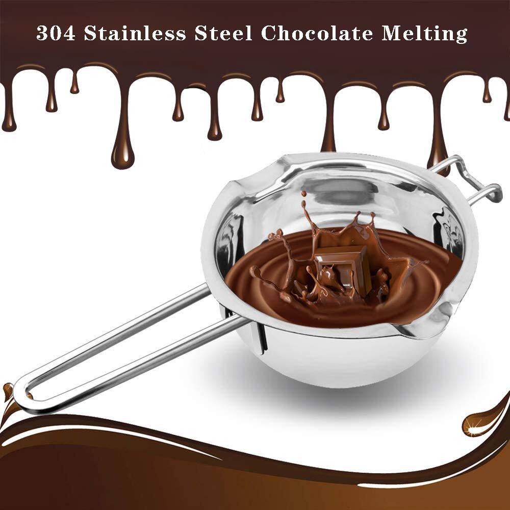 Stainless Steel Double Boiler Pot 1000ml 34 oz. Silver Melting Pot with Heat Resistant Handle and Dual Pour Spouts - Thumbnail 4
