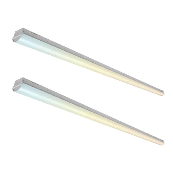 2-PACK 8 ft. Linear Integrated LED Dimmable Strip light With Emergency Battery Back Up, High Output 11700Lumens
