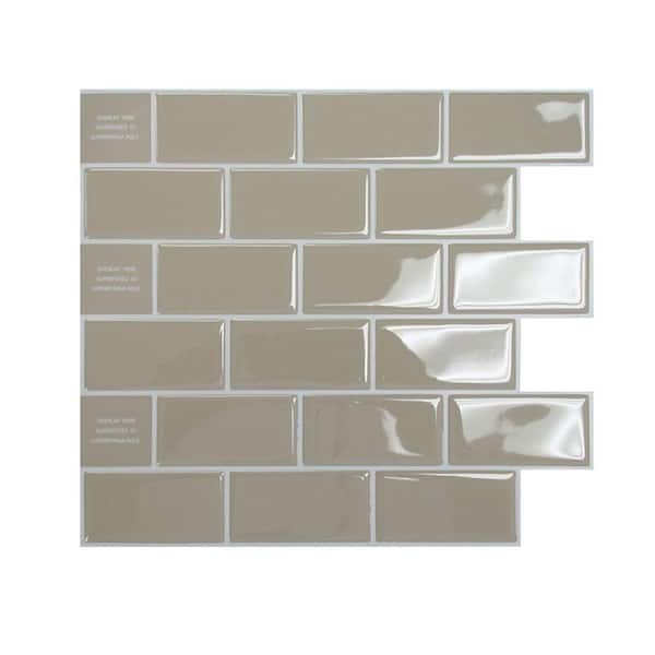 smart tiles 9.70 in. x 10.95 in. Vinyl Peel and Stick Sand Mosaic Decorative Wall Tile in Beige