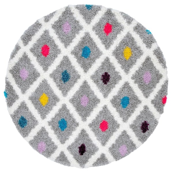 nuLOOM Sharee Trellis Shag Multi 5 ft. Round Indoor Area Rug