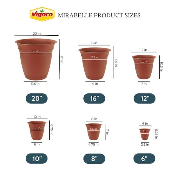 Vigoro 20 in. Mirabelle Large Clay Plastic Pot (20 in. D x 17 in. H) with  Drainage Hole and Attached Saucer ECA20000E22 - The Home Depot