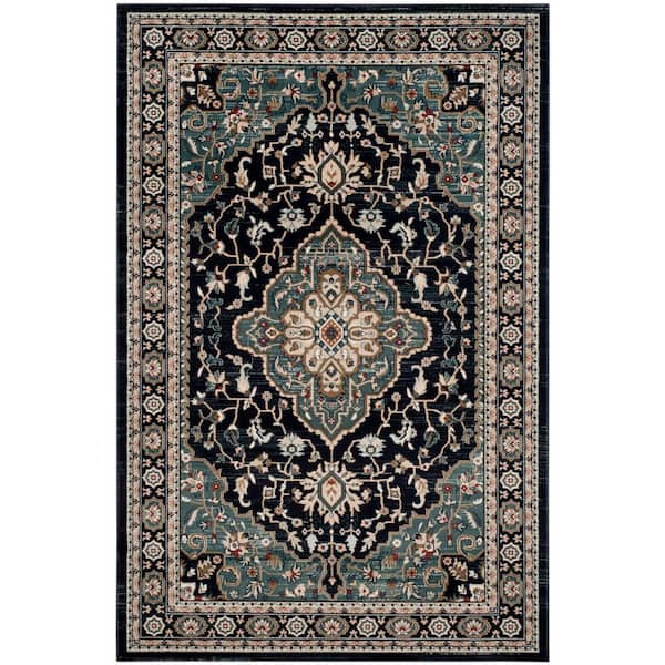 SAFAVIEH Lyndhurst Anthracite/Teal 8 ft. x 10 ft. Border Area Rug