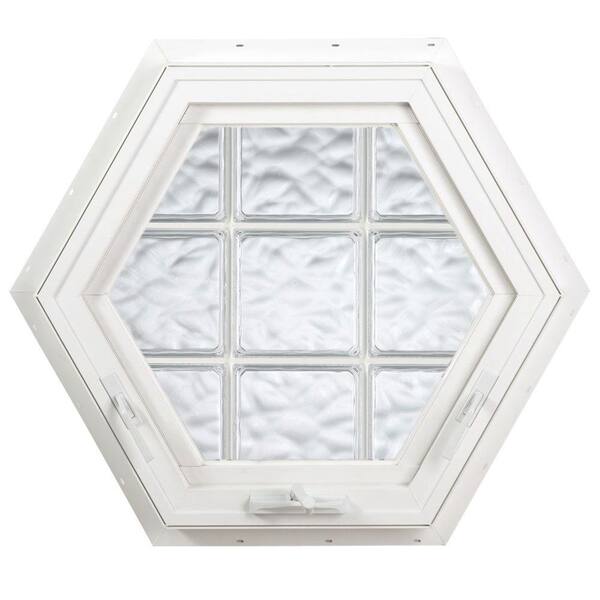 Hy-Lite 27.75 in. x 24 in. Acrylic Block Hexagon Awning Vinyl Window - White