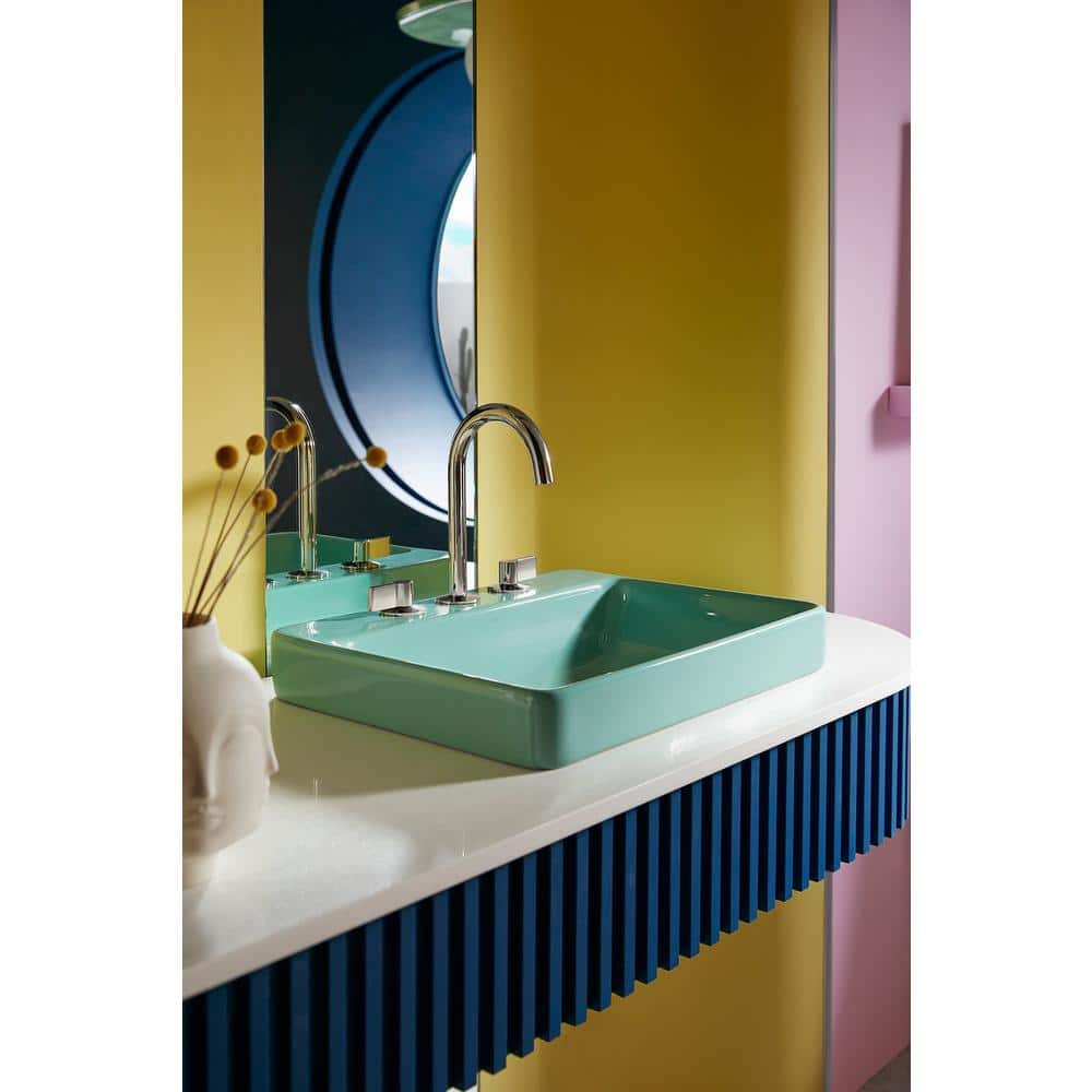 Spring Green Ceramic Rectangular Vessel Bathroom Sink