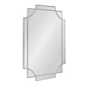 Minuette 36 in. x 24 in. Modern Scalloped Rectangle Framed Silver Wall Accent Mirror