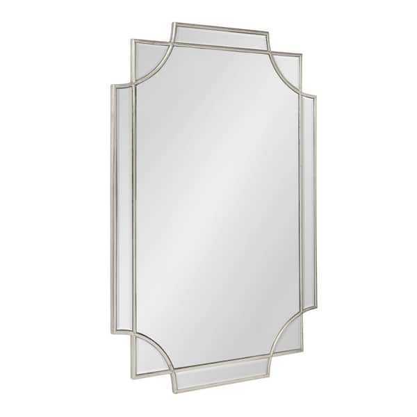 Kate and Laurel Minuette 36 in. x 24 in. Modern Scalloped Rectangle Framed Silver Wall Accent Mirror