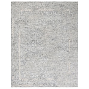Metro Gray/Ivory 8 ft. x 10 ft. Solid Color Floral Area Rug