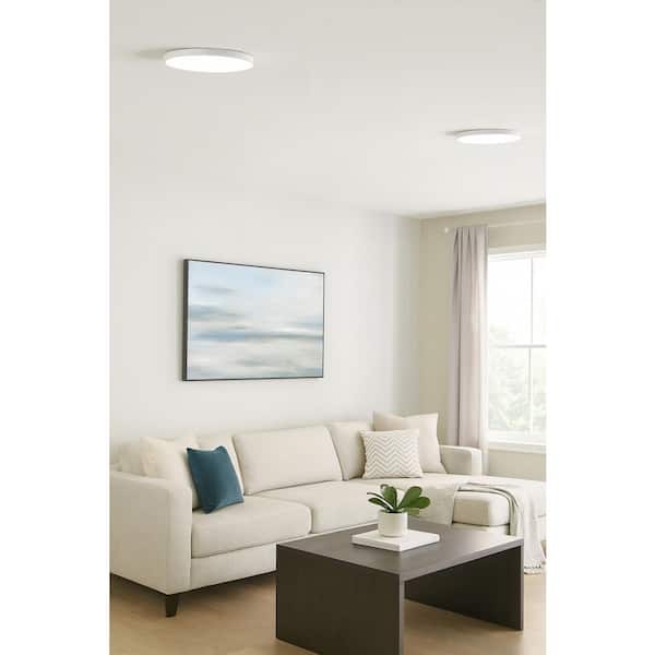 Brim White Outdoor Flush Mount Ceiling Light 1-Light 12 in. Integrated LED