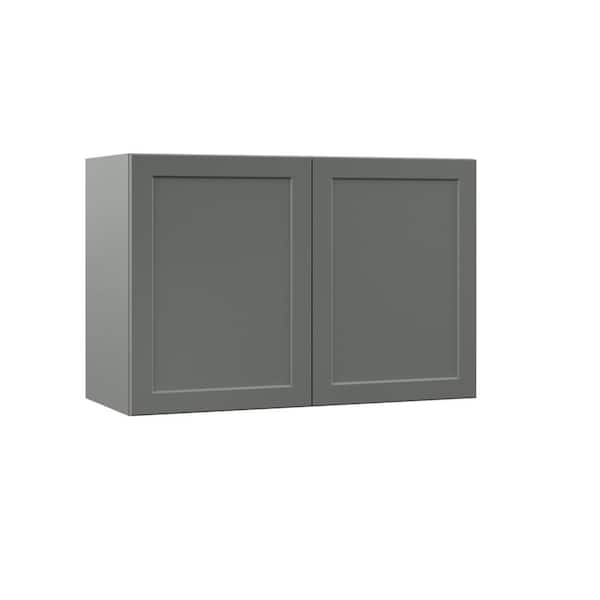 Hampton Bay Designer Series Melvern Storm Gray Shaker Assembled Deep Wall Bridge Kitchen Cabinet (36 in. x 24 in. x 15 in.)