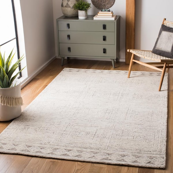 Abstract Ivory/Gray Doormat 2 ft. x 4 ft. Geometric Striped Area Rug