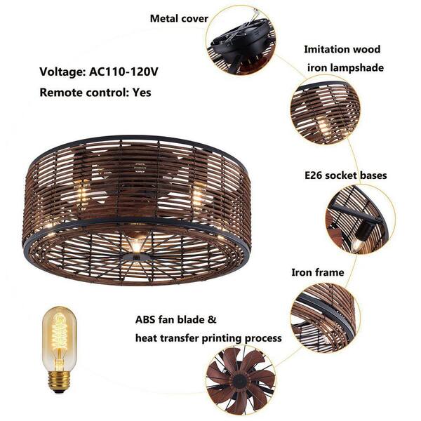 ピーチ OUKANING 18.5 in. Indoor Black Vintage Industrial Caged Flush