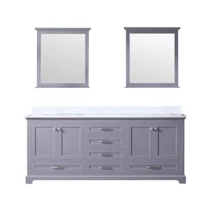Dukes 80 in. W x 22 in. D Dark Grey Double Bath Vanity, Carrara Marble Top, and 30 in. Mirrors