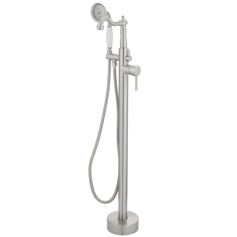 Single-Handle Freestanding Tub Faucet with Hand Shower in Brushed Nickel price history on PriceWatchPro