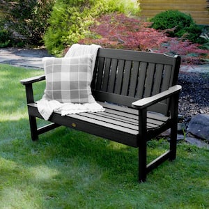 Lehigh 4 ft. 2-Person Black Recycled Plastic Outdoor Garden Bench