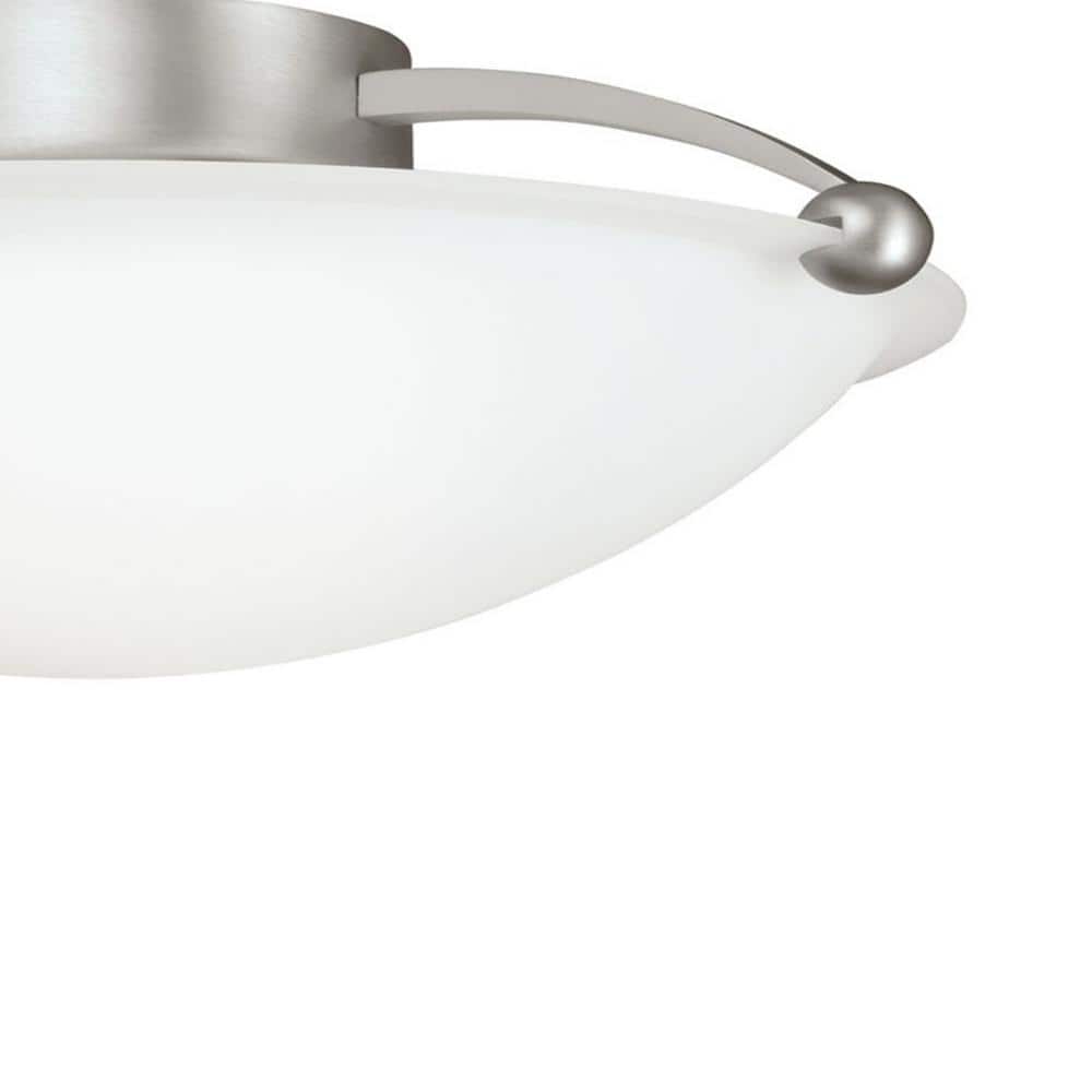 15" Brushed Nickel Semi-Flush Ceiling Light with Etched Glass Shade