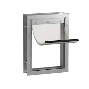 Deluxe Aluminum Medium Pet Door 8.9 in. W x 12.6 in. H, for Pets up to 42 lb., Silver