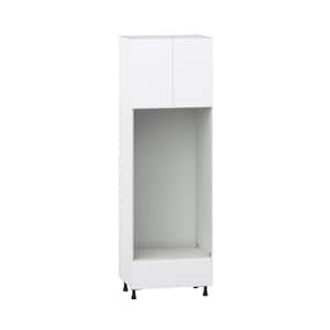Fairhope Bright White Slab Assembled Pantry Micro/Oven Cabinet with Drawer (30 in. W x 89.5 in. H x 24 in. D)