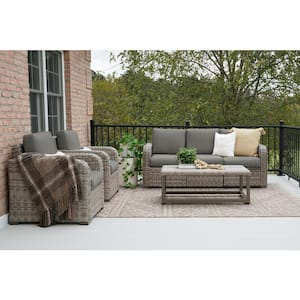 Forsyth 6-Piece Wicker Patio Conversation Set with Gray Polyester Cushions