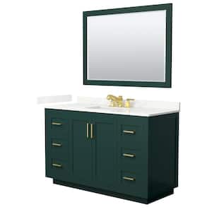 Miranda 54 in. W x 22 in. D x 33.75 in. H Single Bath Vanity in Green with Giotto Qt. Top and 46 in. Mirror