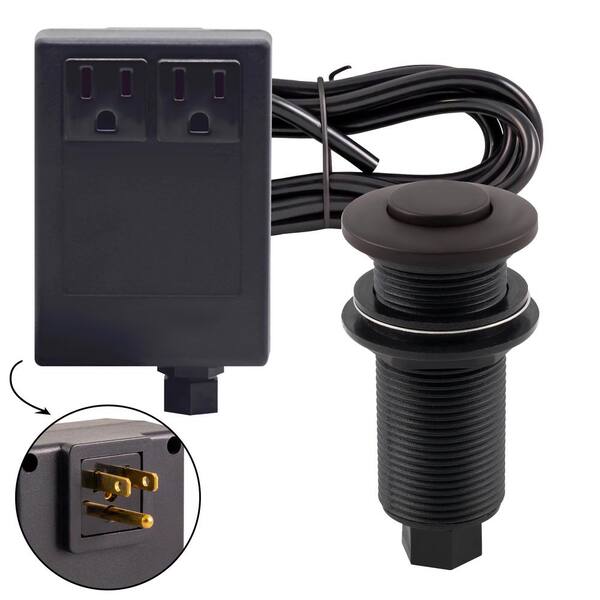 Garbage Disposal Air Switch Kit - Professional Dual Outlet Sink Top Switch With Brass Cover