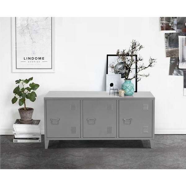 Homy Casa HD-MATAPOURI Grey Accent Cabinet with 3-Door Metal File Locker