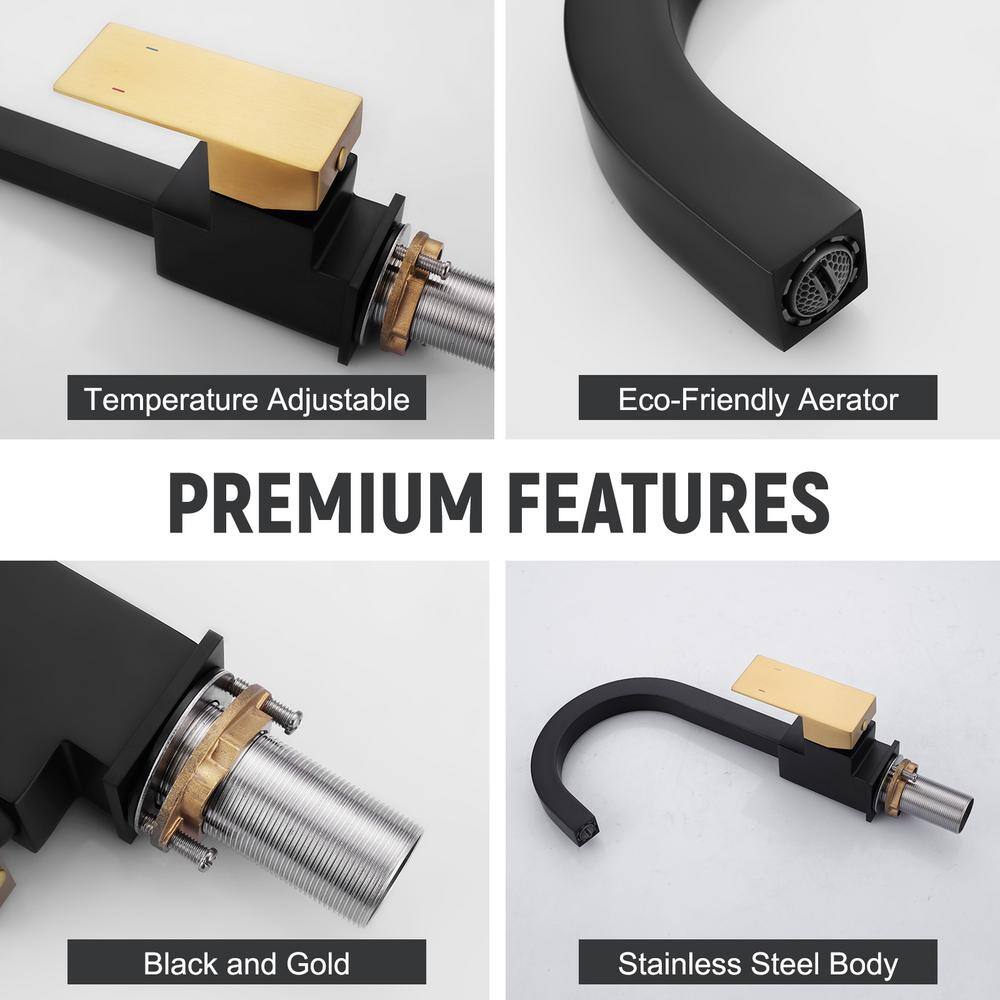 Black and Gold Stainless Steel Single Handle Bar Faucet