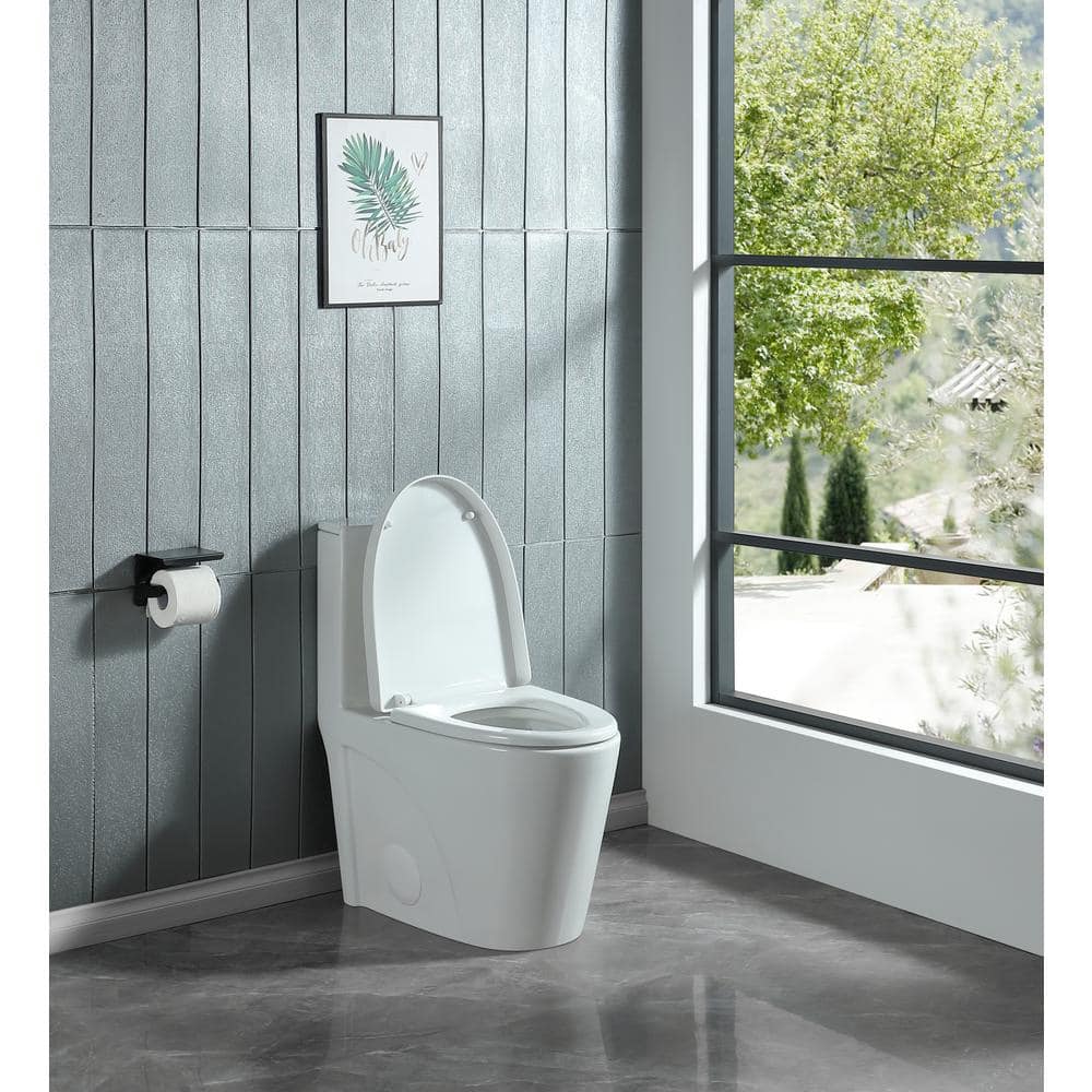 Glossy White Dual Flush Comfort Height One-Piece Toilet