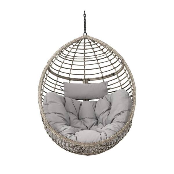 Jaya 26.5 in. 1-Person Gray Metal Patio Swing Outdoor Hanging Chair in Basket Shape