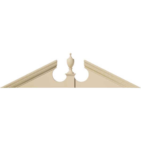 Ekena Millwork 54-in. W x 13-1/2-in. H x 2-3/4-in. P Pitch 6/12 Acorn Signature Urethane Pediment Acorn Ships Unattached in Box Prime