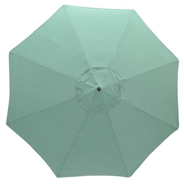 Plantation Patterns 11 ft. Patio Umbrella in Turquoise Texture-DISCONTINUED