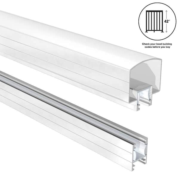 PEAK Aluminum Railing 4 ft. White Aluminum Deck Railing Hand and Base Rail for 42 in. high system
