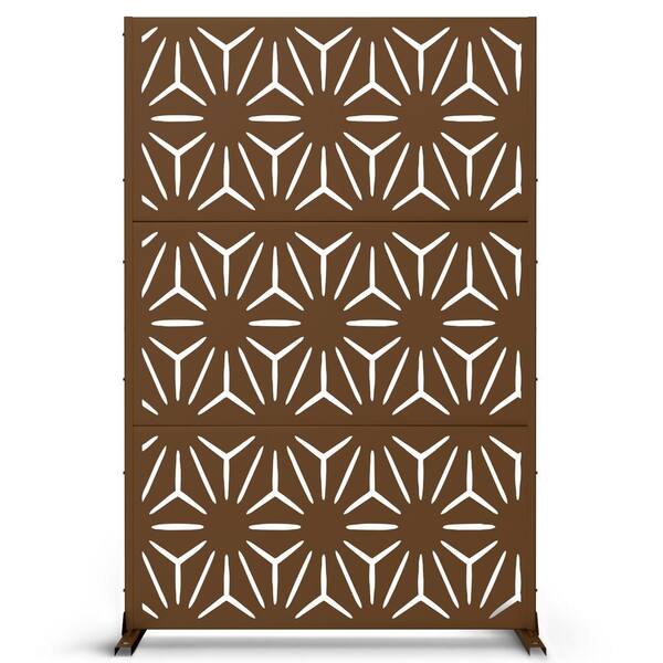 TUYOHW 72 in. H x 47 W Metal Privacy Screen for Deck Patio Balcony Garden, Freestanding Decorative Privacy Screen and Panels