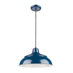15 in. 1-Light Navy Blue Warehouse/Cord Hung
