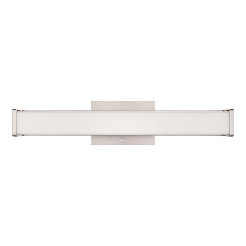 Astrid 23 in. 1-Light Brushed Nickel LED 5CCT Vanity Light with Frosted Glass and Sensor Operated Night Light