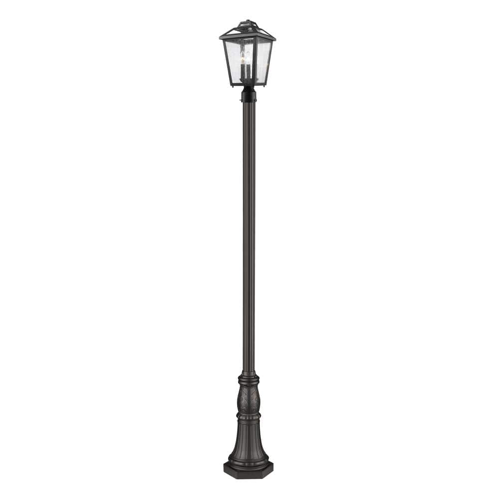 Bayland 111.25 in. 3Light Black Aluminum Hardwired Outdoor Weather