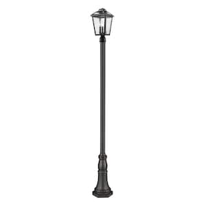 Bayland 111.25 in. 3-Light Black Aluminum Hardwired Outdoor Weather Resistant Post Light Set with No Bulbs Included
