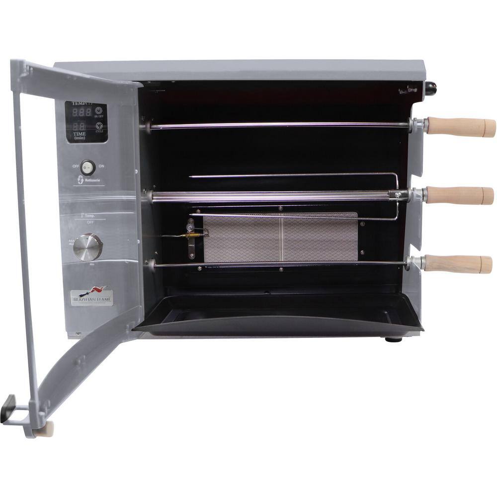 Silver Propane Gas Rotisserie Grill with Auto Rotating Skewers