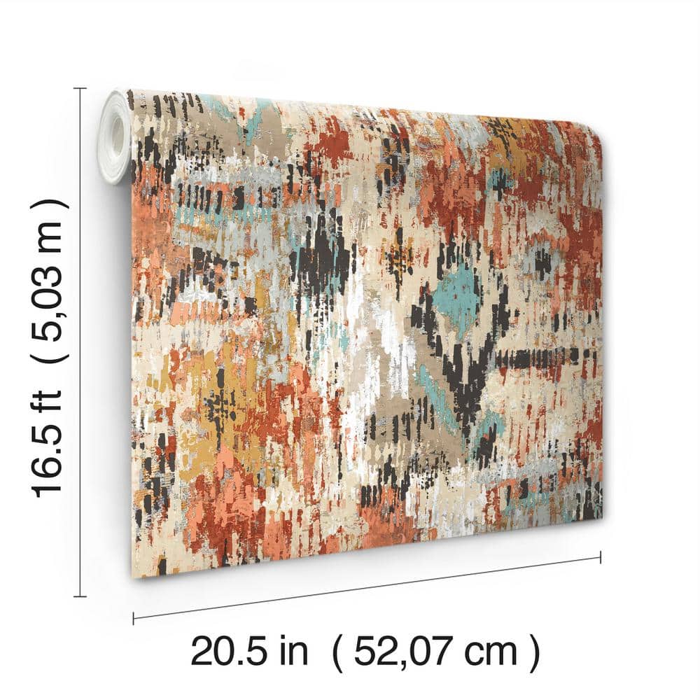 Orange Aztec Peel and Stick Vinyl Wallpaper Roll