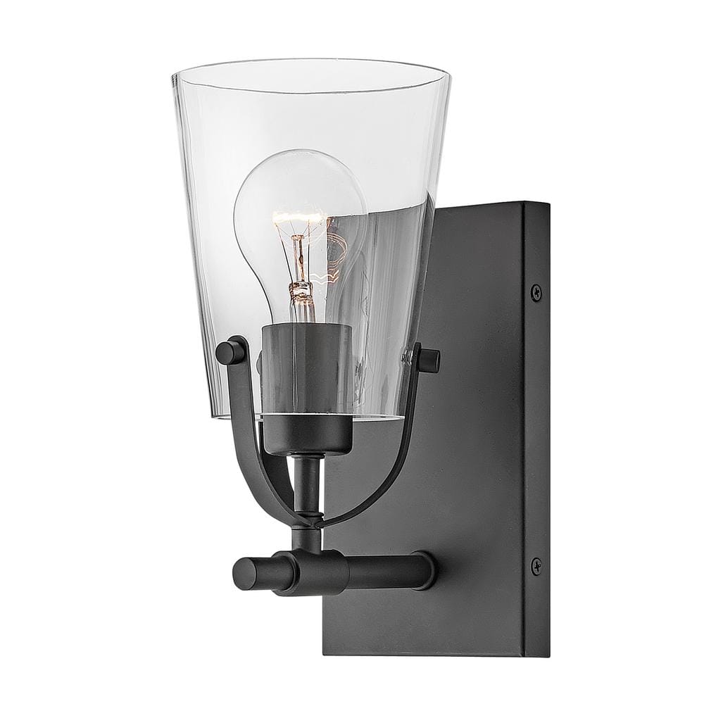 Foster Black Clear Glass 1-Light Dimmable Vanity Fixture