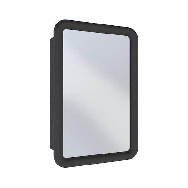 Plaisir 18 in. W x 27 in. H Recessed/Wall Mount Rectangular Medicine Cabinet with Mirror in Black Oak