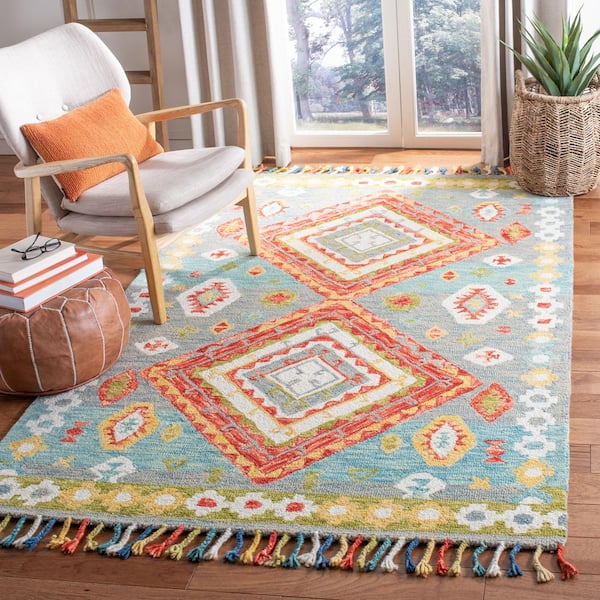 Aspen Gray/Red Doormat 2 ft. x 3 ft. Geometric Area Rug