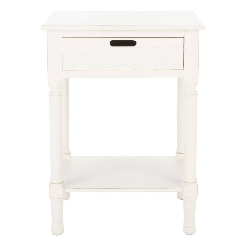 Landers Farmhouse Chic Distressed White 1-Drawer Accent Table