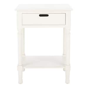 Landers 19 in. Ivory Rectangle Wood End Table with Drawers