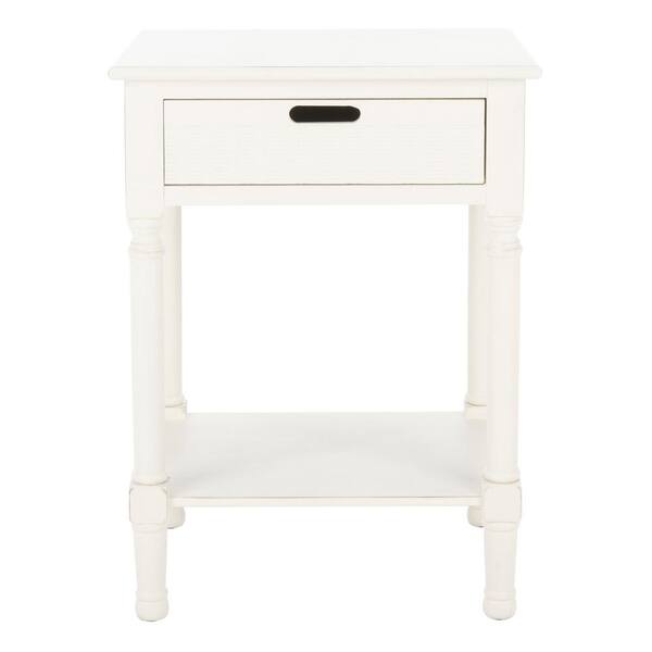 SAFAVIEH Landers 19 in. Ivory Rectangle Wood End Table with Drawers