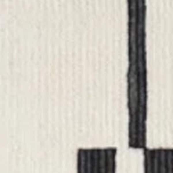 Ivory, Black Abstract 2 ft. x 8 ft. Area Rug