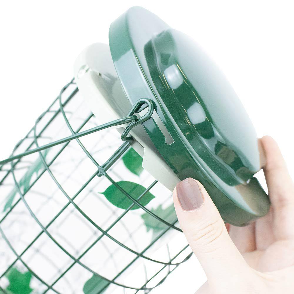 Green Metal and Plastic Squirrel Resistant Hanging Bird Feeder