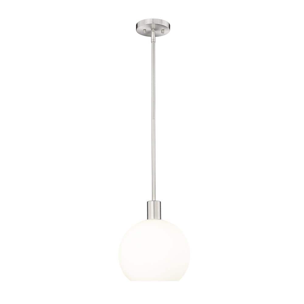 Brushed Nickel Globe Pendant with White Glass Shade