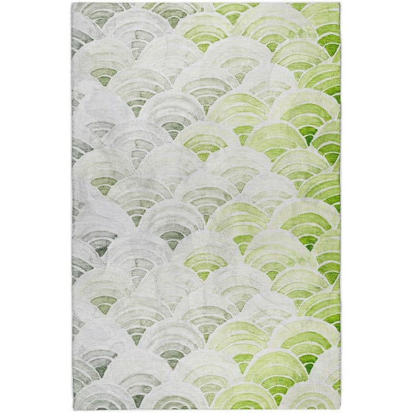 Dream Shag Premium Machine Washable Abstract ADS184 Green 10 ft. x 14 ft. Area Rug