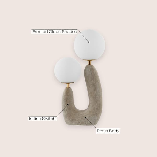 JONATHAN Y Oona 18 in. 2-Light Mid-Century Scandinavian Resin/Iron