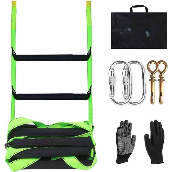 16 ft. 2-Story Emergency Fire Escape Ladder, 1300 lb. Load Capacity Flame Resistant Rope Ladder with Hooks (1-Pack)
